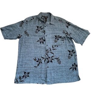 Axcess Men's Hawaiian Floral Short Sleeve Shirt Blue Size L Casual